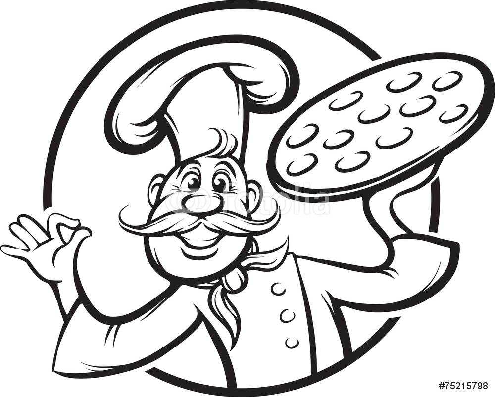 1000x802 Board Drawing Cartoon Pizza Chef Mascot Wall Sticker Wall Stickers