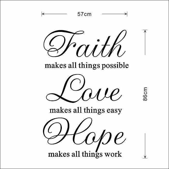 700x700 Faith Love Hope Quote Wall Stickers Bedroom Lounge Wall Decals