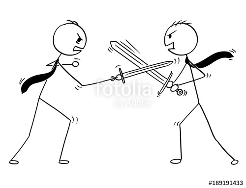 500x383 Cartoon Stick Man Drawing Conceptual Illustration Of Two