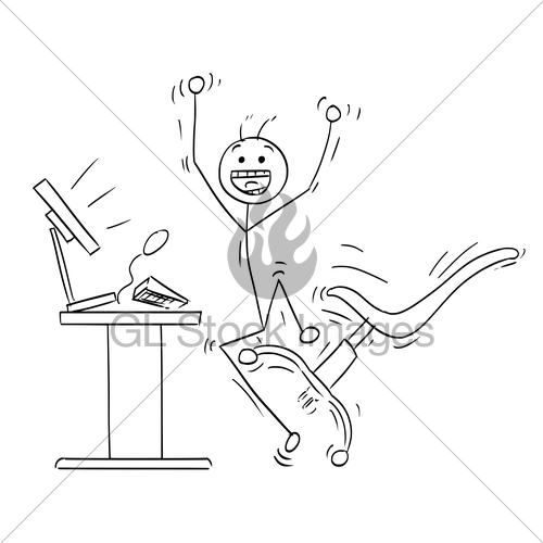 500x500 Vector Stick Man Cartoon Of Happy Man Celebrating A Succe Gl