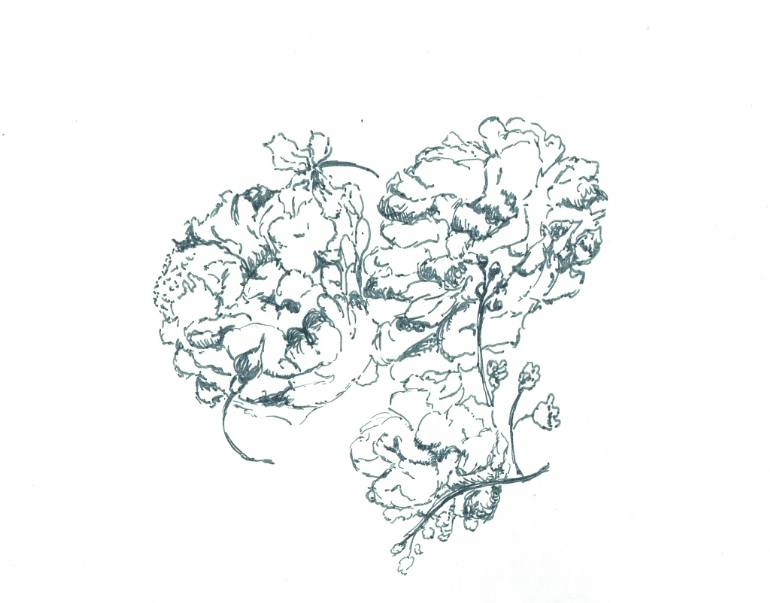 770x603 Saatchi Art Dutch Still Life Outline Drawing With Peonies