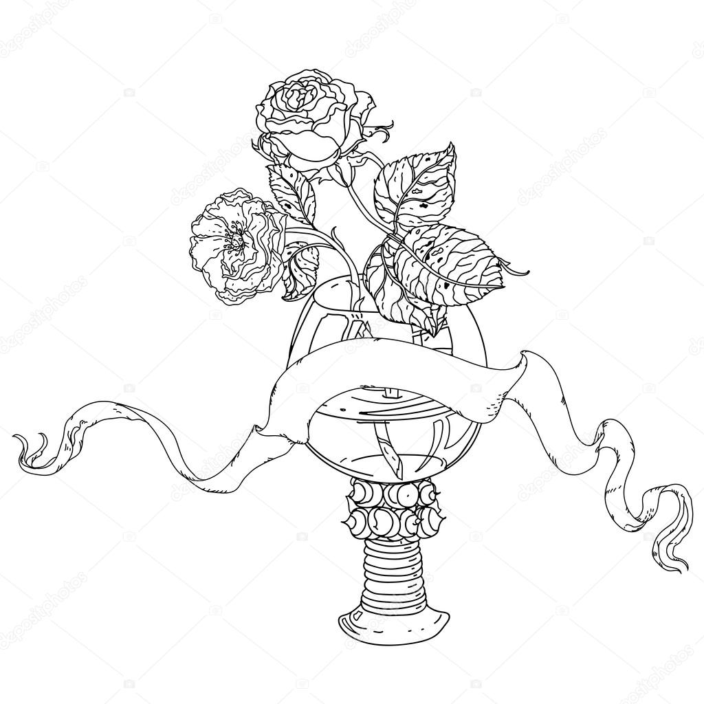 1024x1024 Still Life Coloring Book Antistress Style Stock Vector Mashabr