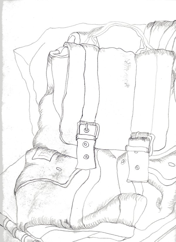 600x826 Poor Backpack Contour Drawing By Thawediceman