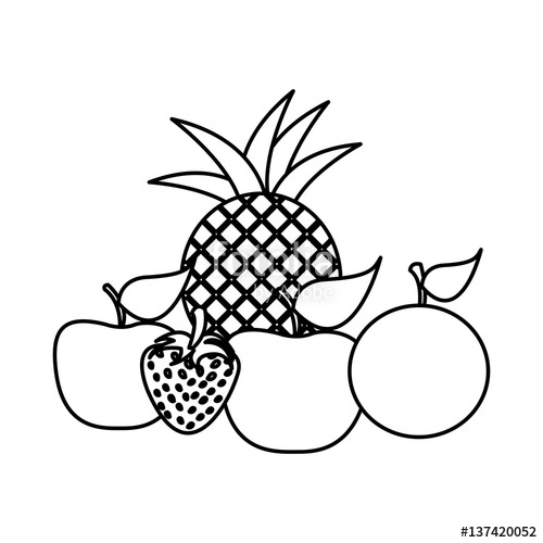 500x500 Silhouette Still Life Fruits Icon Food Vector Illustration Stock