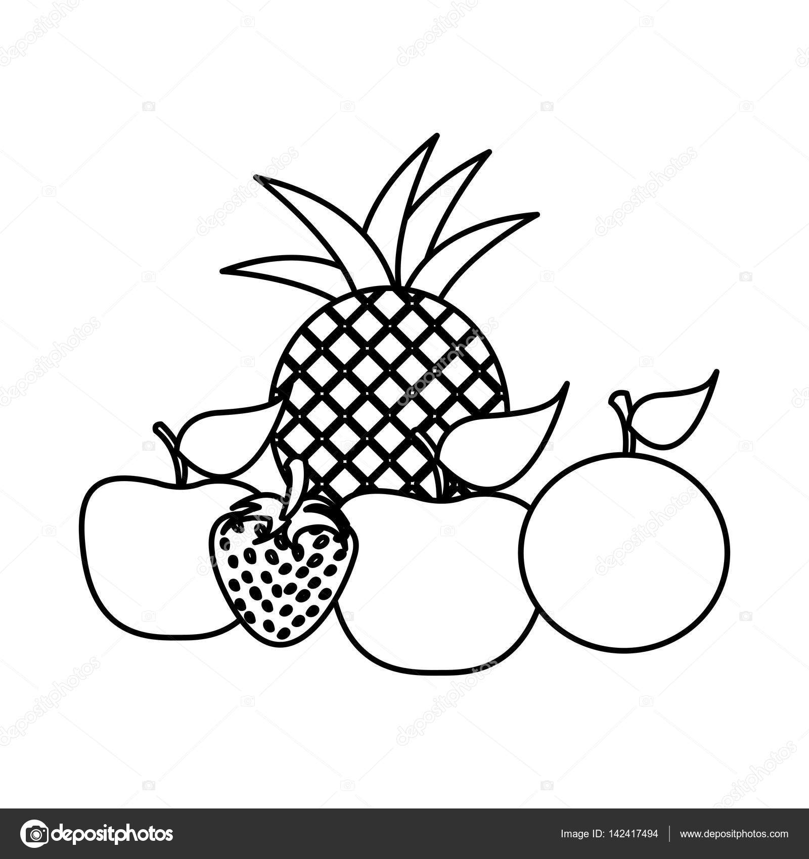 1600x1700 Silhouette Still Life Fruits Icon Food Stock Vector