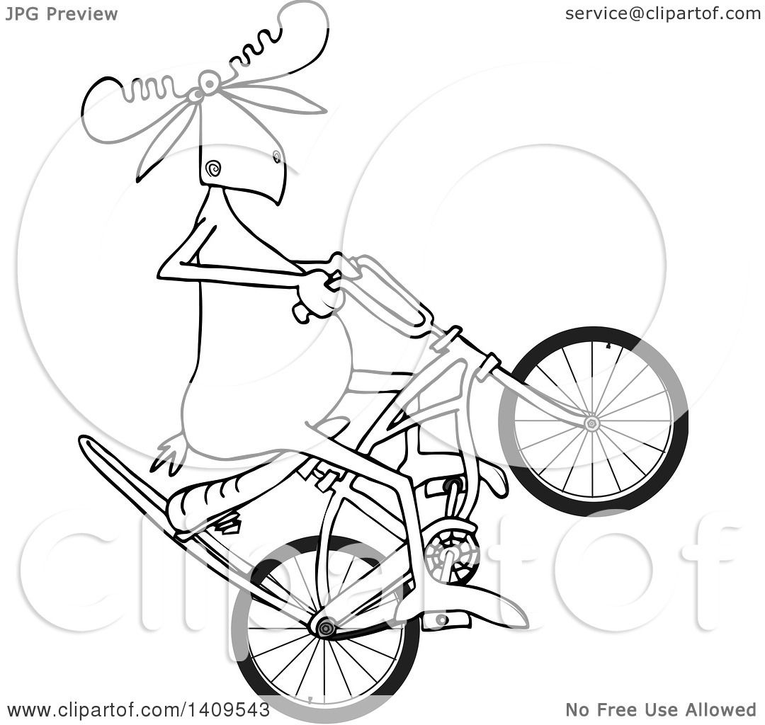 1080x1024 Clipart Of Cartoon Blacknd White Lineart Moose Popping