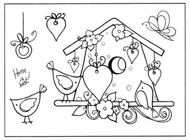 392x288 Birdhouse Drawing Drawings Bird Houses, Embroidery