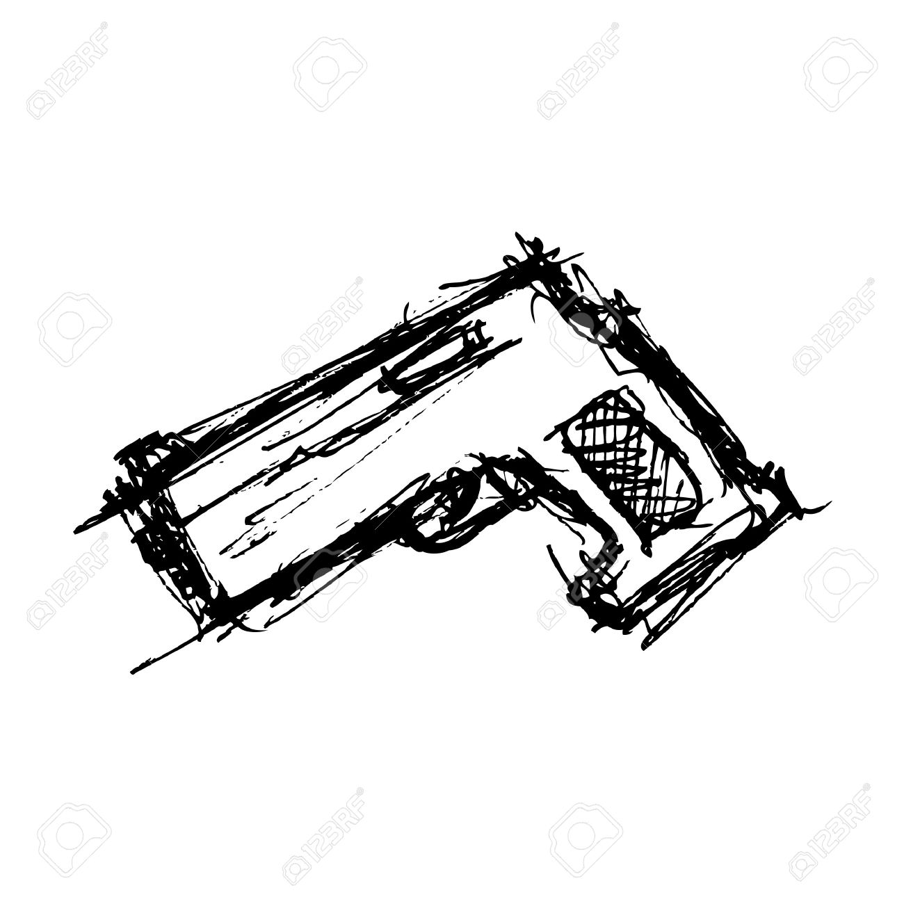 1300x1300 Hand Drawn Gun Royalty Free Cliparts, Vectors, And Stock