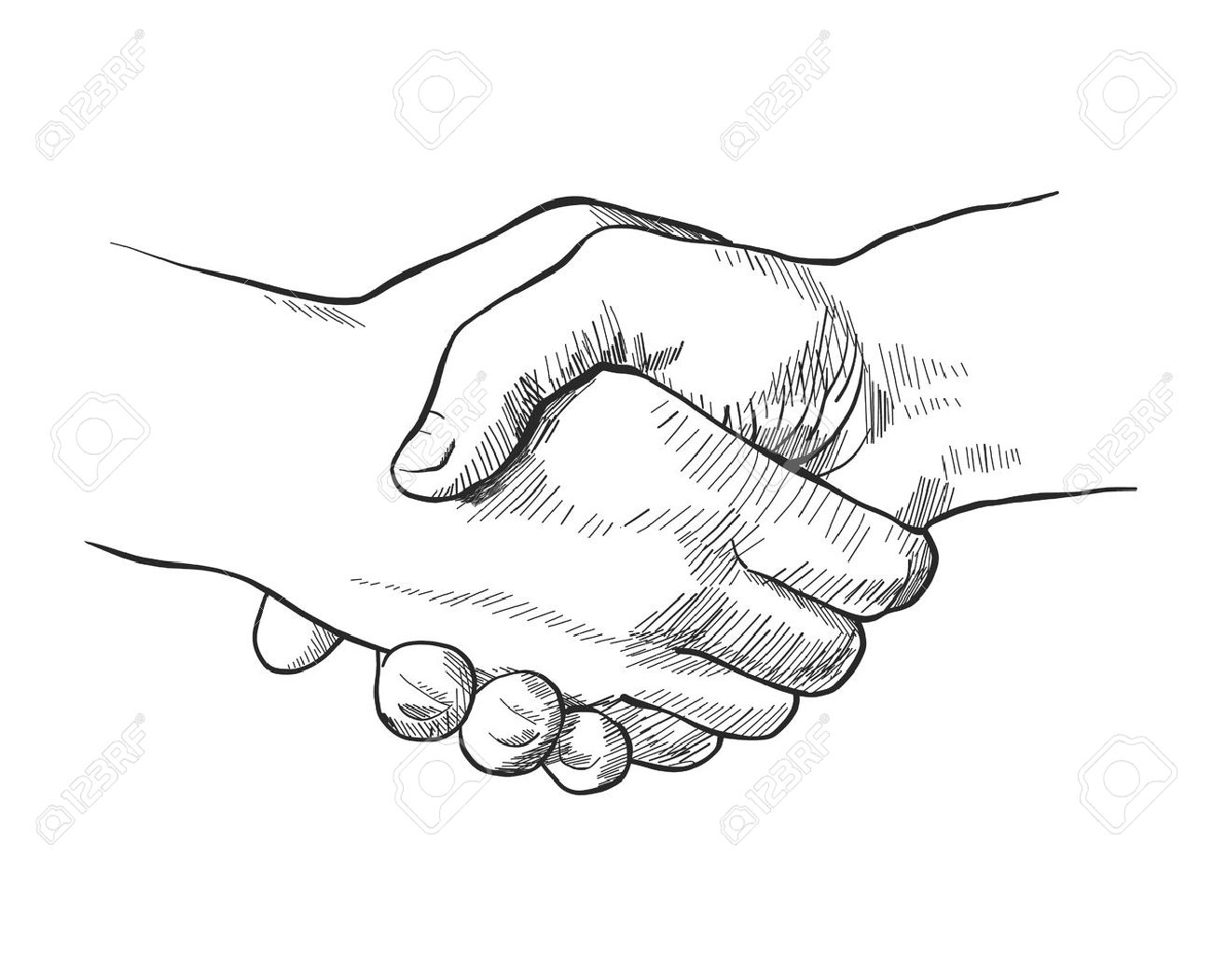 1300x1051 Hand Drawn Sketch Illustration Of A Handshake Royalty Free