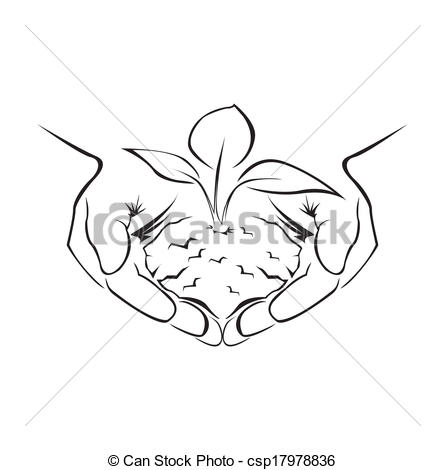 445x470 Hand Holding Green Plant Vectors
