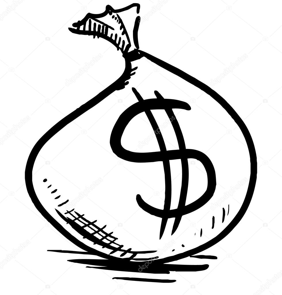 980x1024 Money Bag With Dollar Sign. Hand Drawing Sketch Vector
