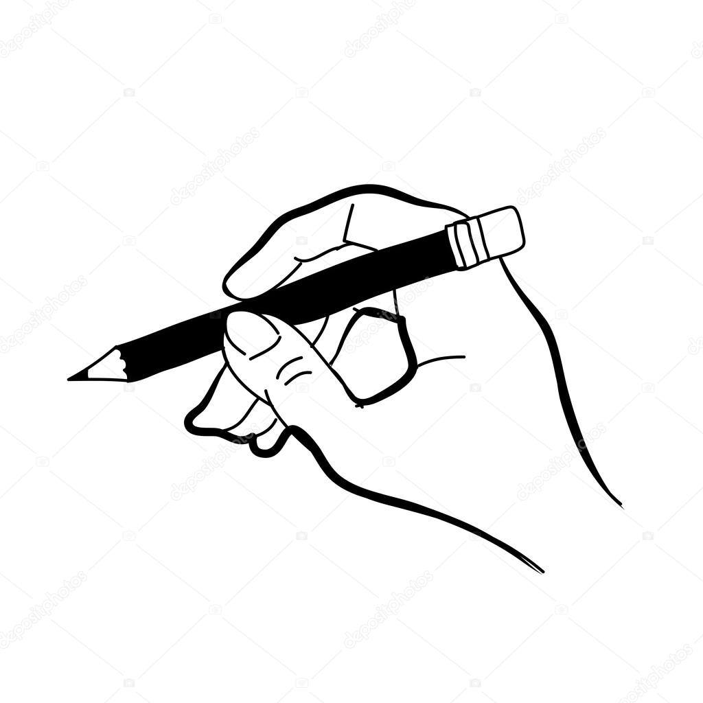 1024x1024 Hand Drawing Hand Holding Pencil Stock Vector Atthameeni