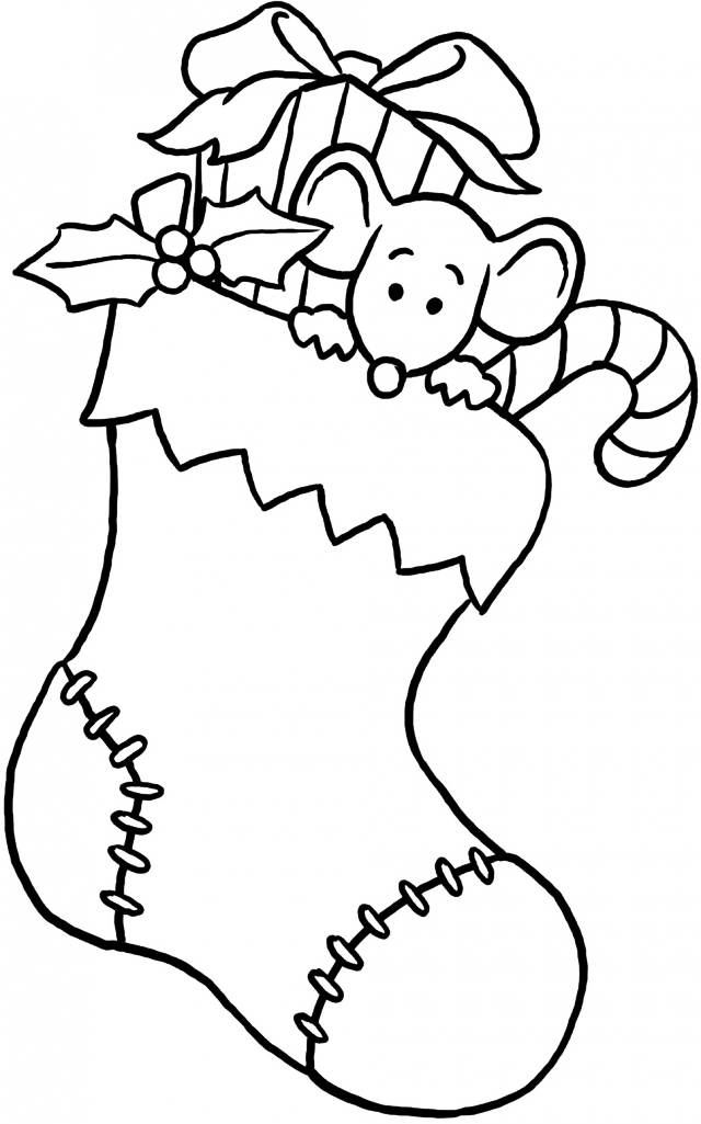 640x1025 Christmas Stocking With Gifts Coloring Page In Black And White