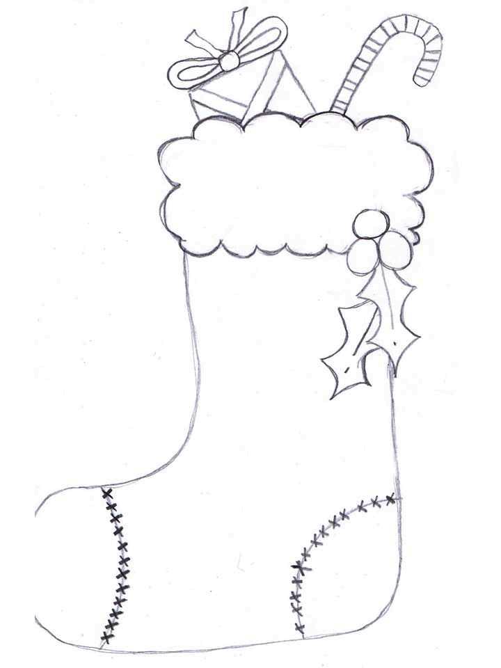 720x960 Line Drawing Christmas Stocking Drawing Merry Christmas Amp Happy