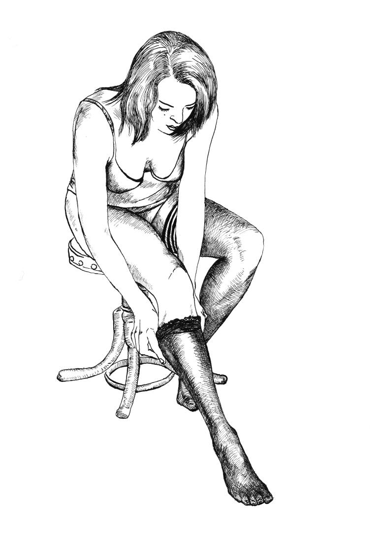 770x1095 Saatchi Art Woman With Black Stockings Drawing By Sorniza Spasova