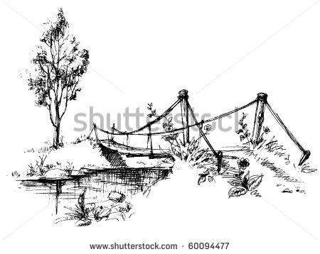 450x358 Stone Bridge Over River Sketch 2