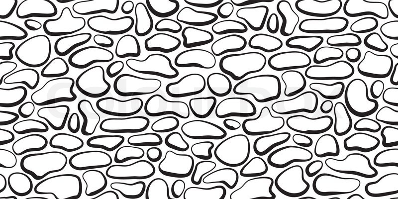 800x400 Vector Drawing. Seamless Stone Wall. Monochrome Pattern Stock