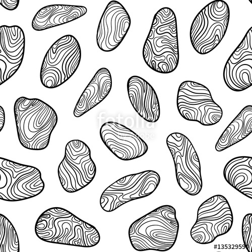 500x500 Seamless Pattern With Sketch Stones. Vector Cartoon And Boho