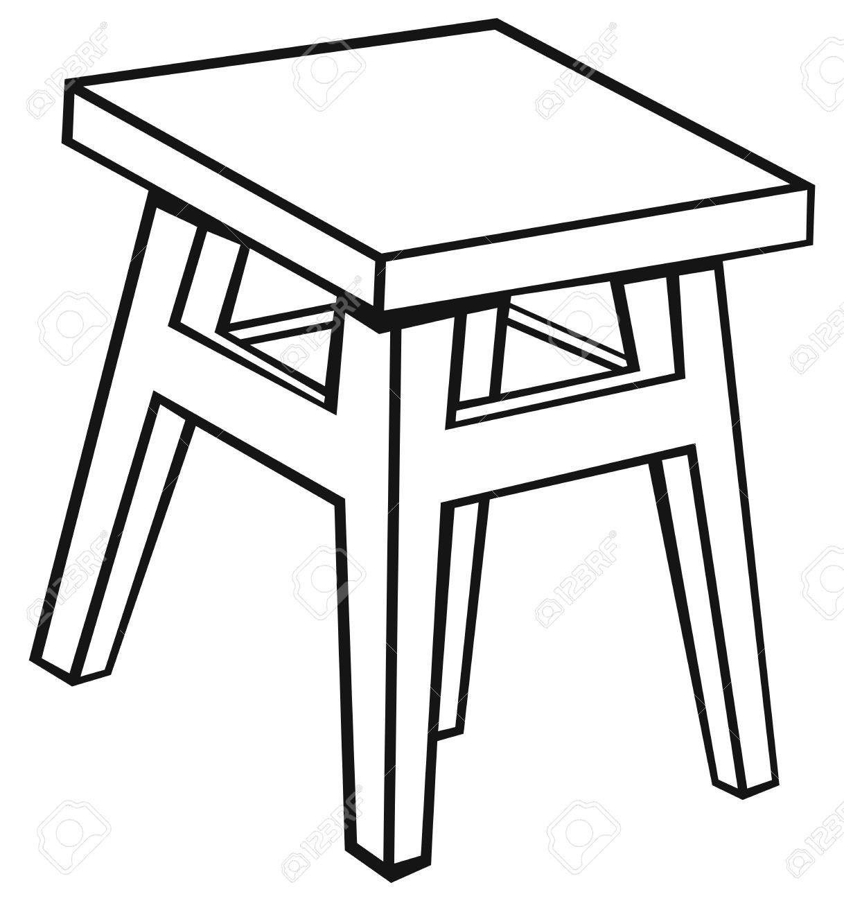 1218x1300 Silhouette Old Wooden Stool Isolated On White Background Royalty