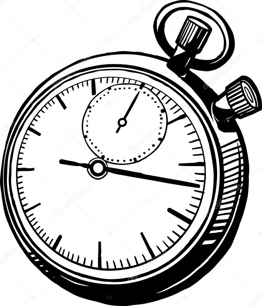 875x1023 Vintage Stop Watch Perspective Stock Vector Businessdoodles