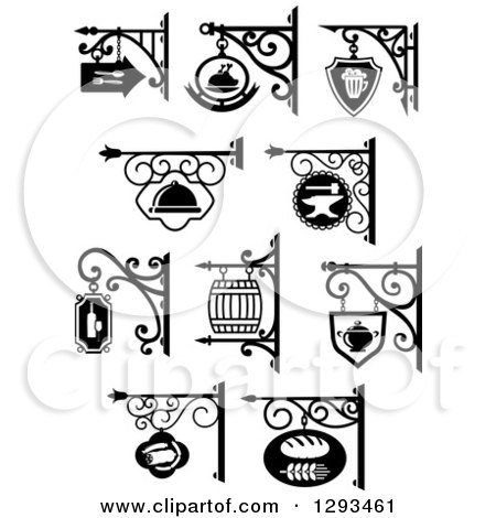 450x470 Vintage Black And White Hanging Storefront Signs For A Bakery