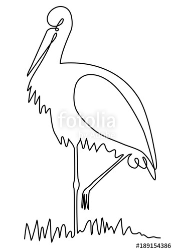 347x500 Stork One Line Drawing Stock Image And Royalty Free Vector Files