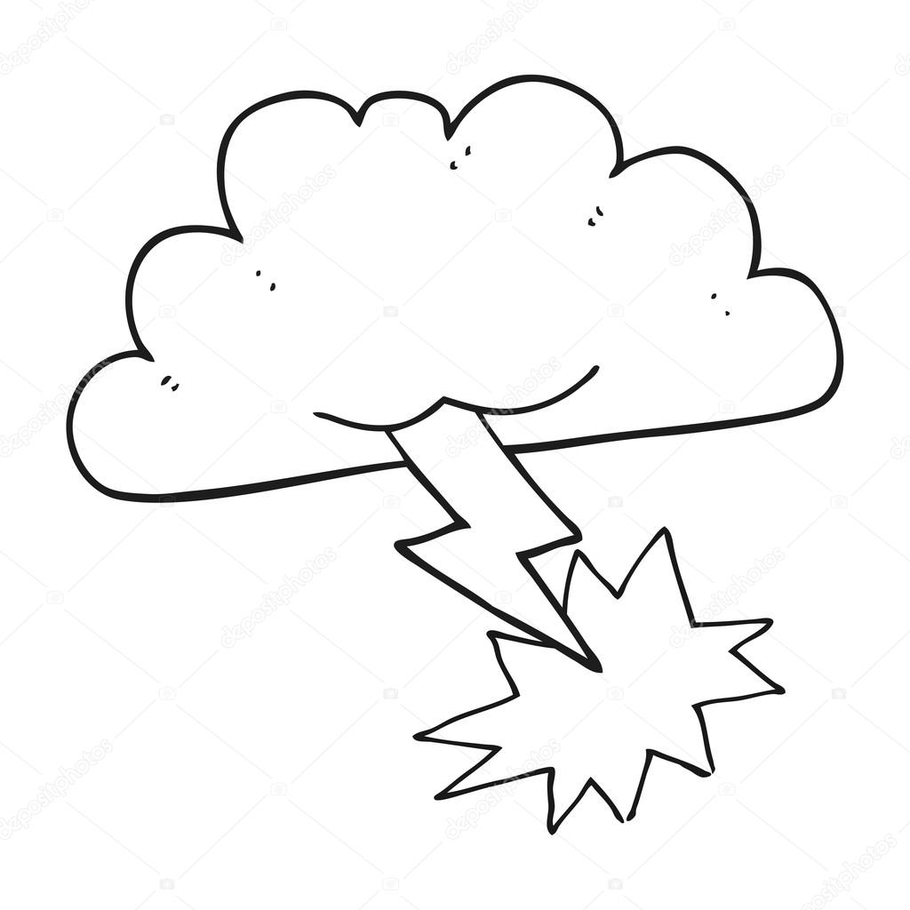 1024x1024 Black And White Cartoon Storm Cloud Stock Vector