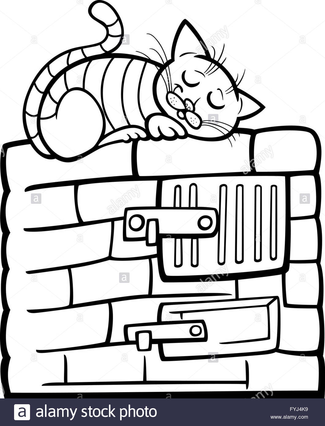 1061x1390 Cat On Stove Cartoon Coloring Page Stock Photo, Royalty Free Image