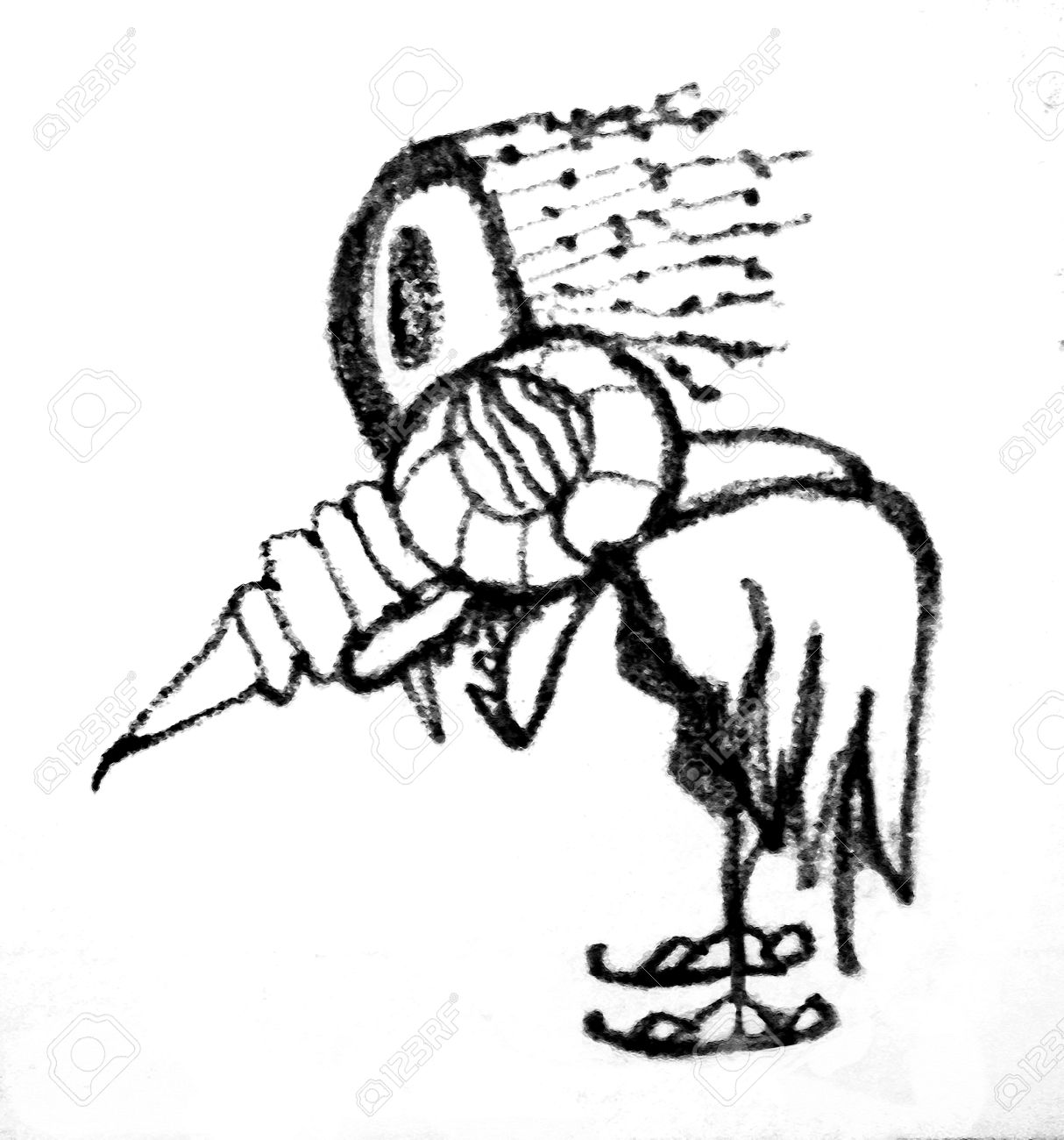 1214x1300 Pencil Drawing Artwork Depicting An Strange Alien Bird Animal