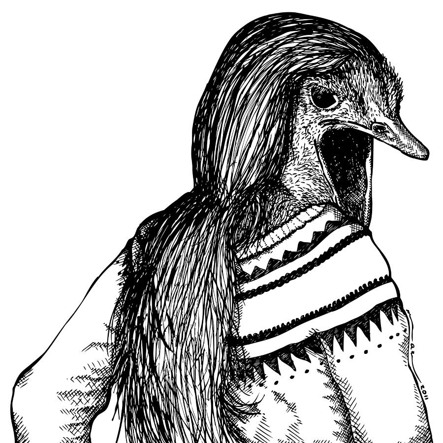 900x900 Strange Ostrich Lady Drawing By Karl Addison