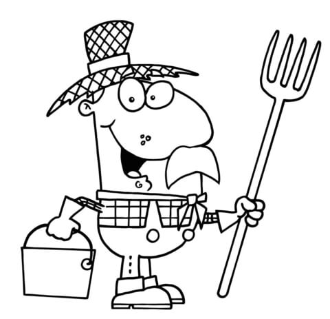 480x463 Farmer In A Straw Hat Coloring Page Free Printable Coloring Pages