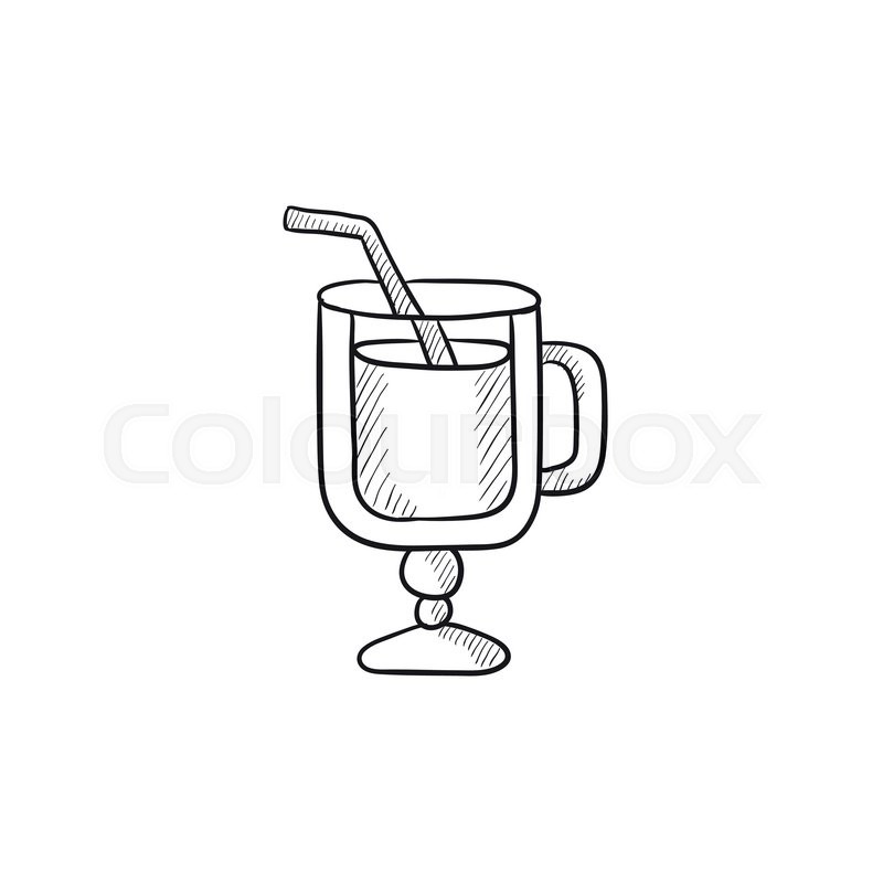 800x800 Glass With Drinking Straw Vector Sketch Icon Isolated