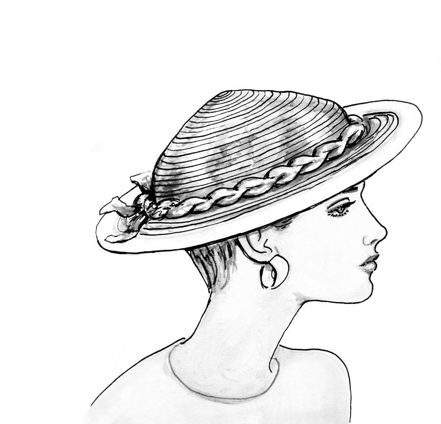 900x866 Straw Hat Drawing By Sarah Parks