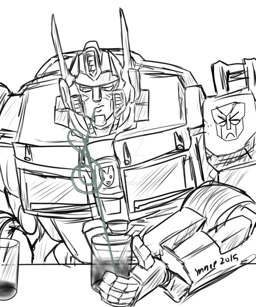 816x979 Crazy Straw Optimus Prime Commission By Ynnep