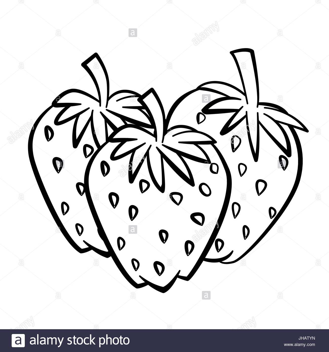 1300x1390 A Black And White Drawing Of A Strawberry Stock Photo 31414752