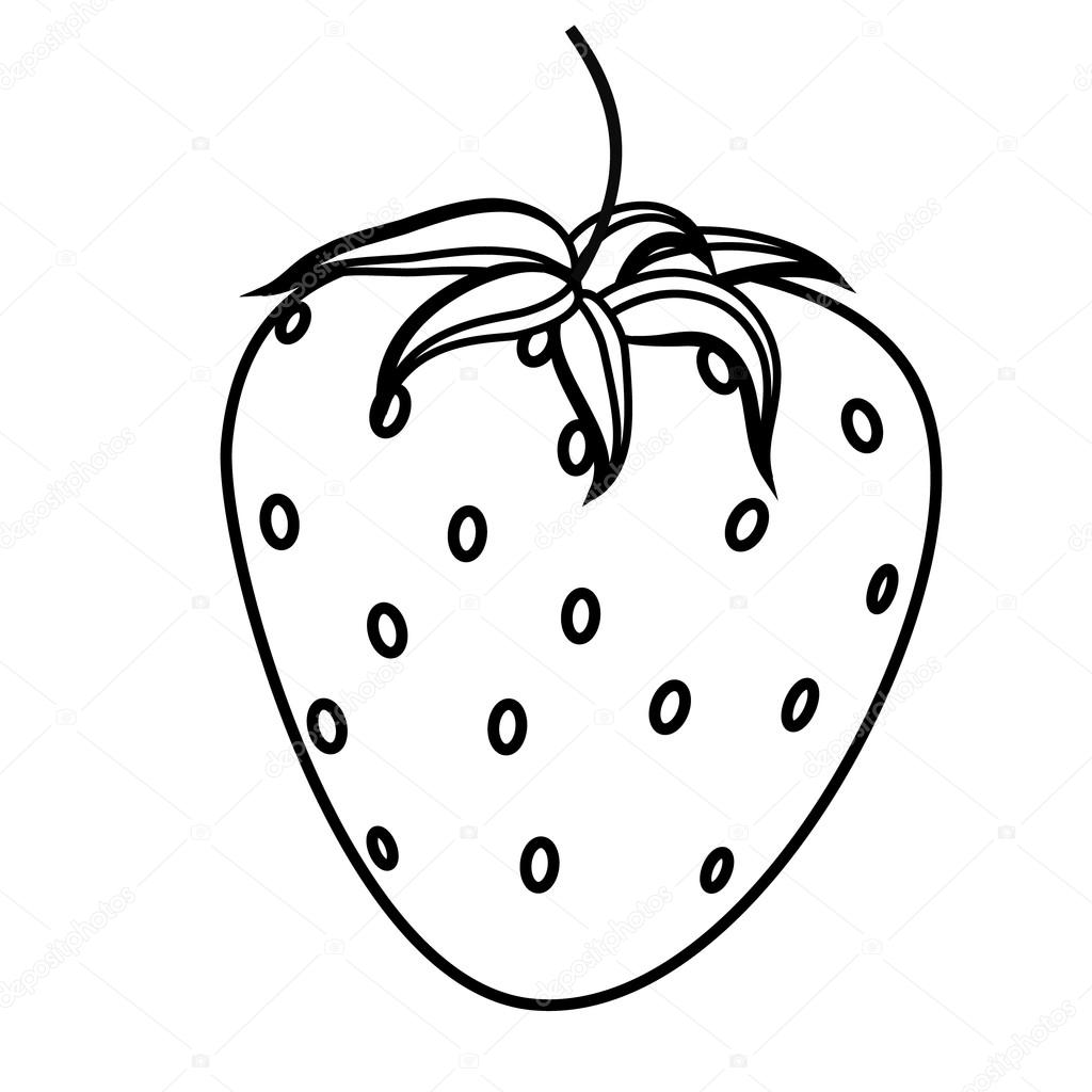 1024x1024 Sketch Of A Strawberry Coloring Stock Vector Studiobelir