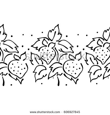 450x470 Drawn Strawberry Line Drawing