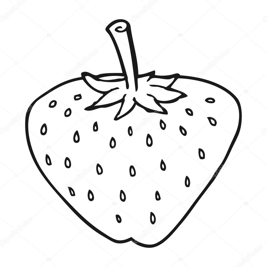 1024x1024 Black And White Cartoon Strawberry Stock Vector