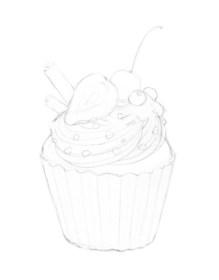 700x892 A Colored Pencils Tutorial How To Draw A Cupcake Eugenia Hauss