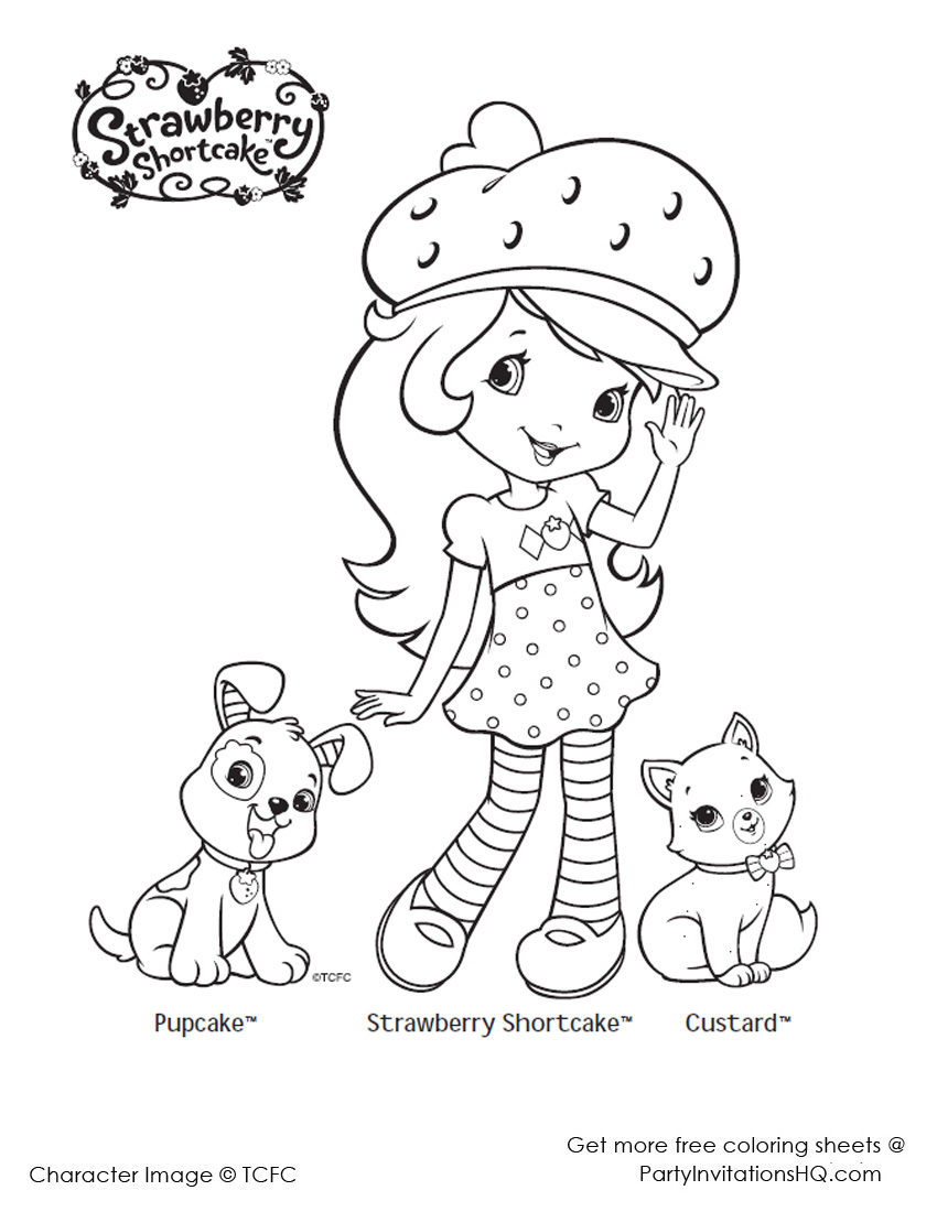 850x1100 Strawberry Shortcake Coloring Page
