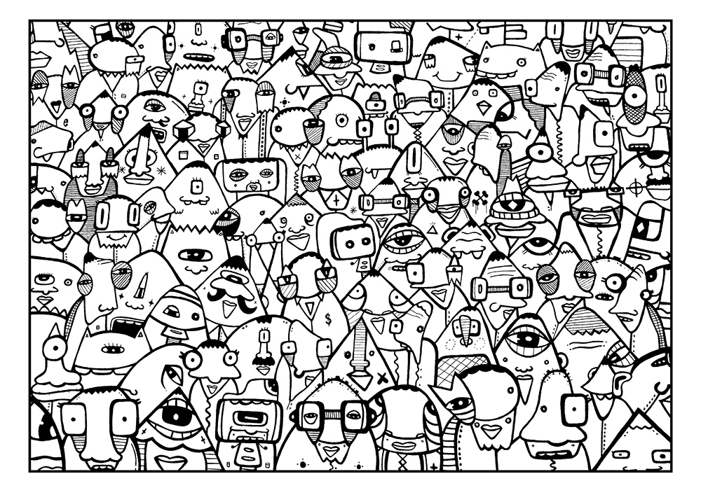 1000x707 Street Art Graffiti Illustration Artist Lowbrow Print Black White