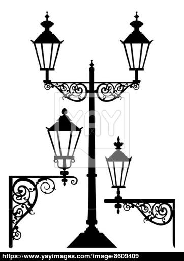 362x512 Set Of Antique Street Light Lamps Vector