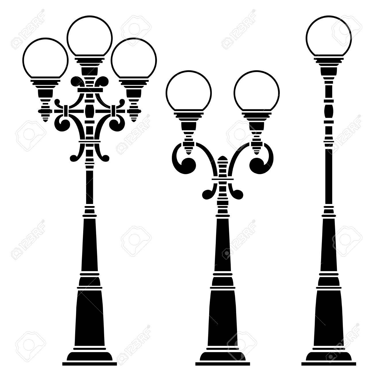 1300x1300 Street Lamps Collection, Lantern Set Royalty Free Cliparts