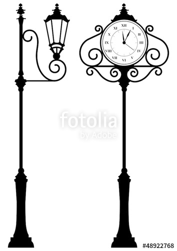 354x500 Outdoor Clock And Lantern Stock Image And Royalty Free Vector