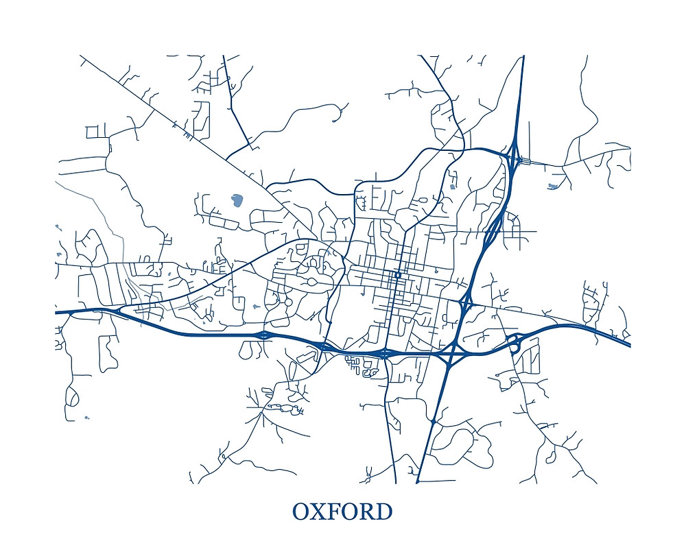 1000x786 Oxford, Mississippi Abstract Street Map Print By Ericoquinn