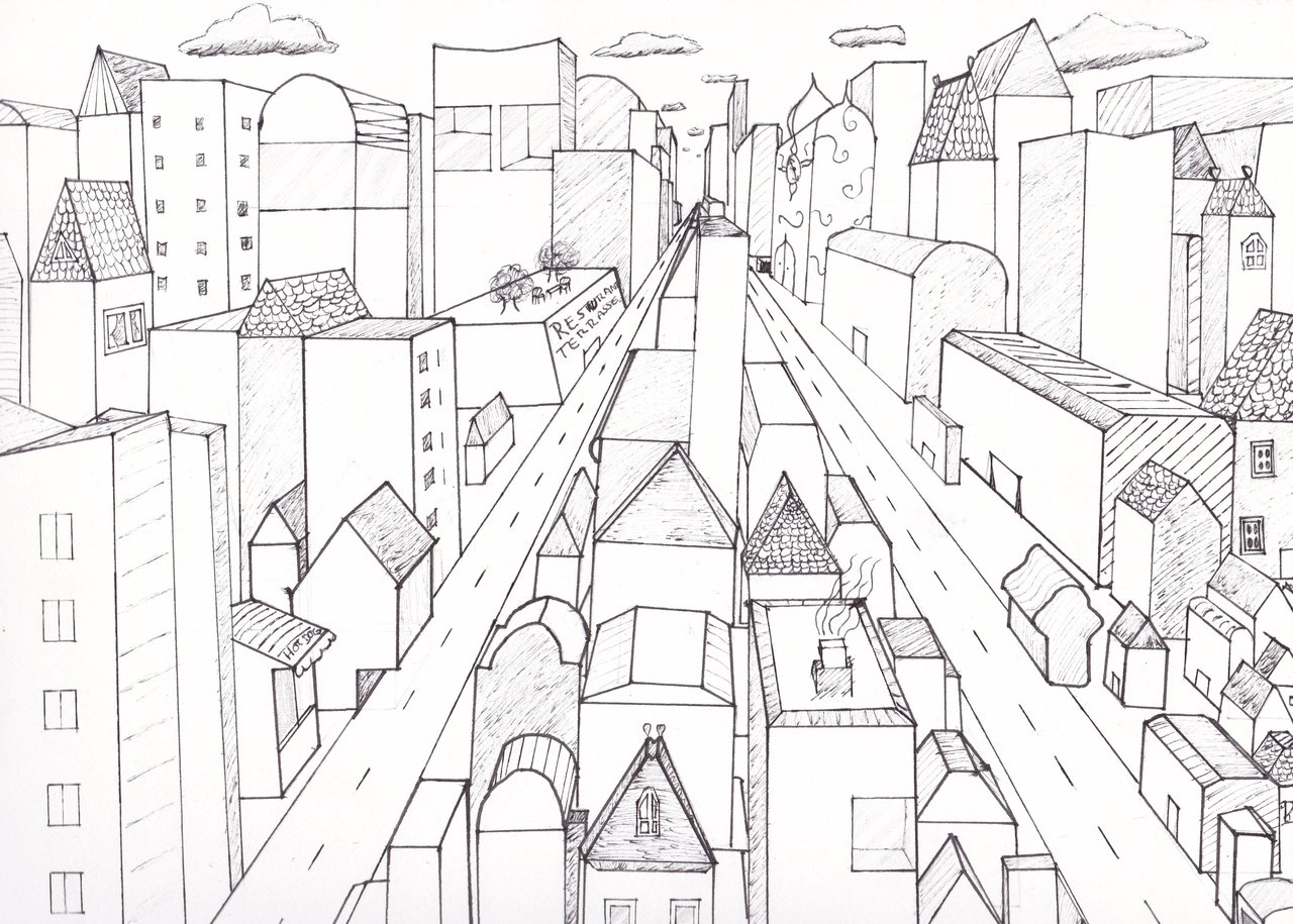 1280x915 Town In Central Perspective By Namijujulove