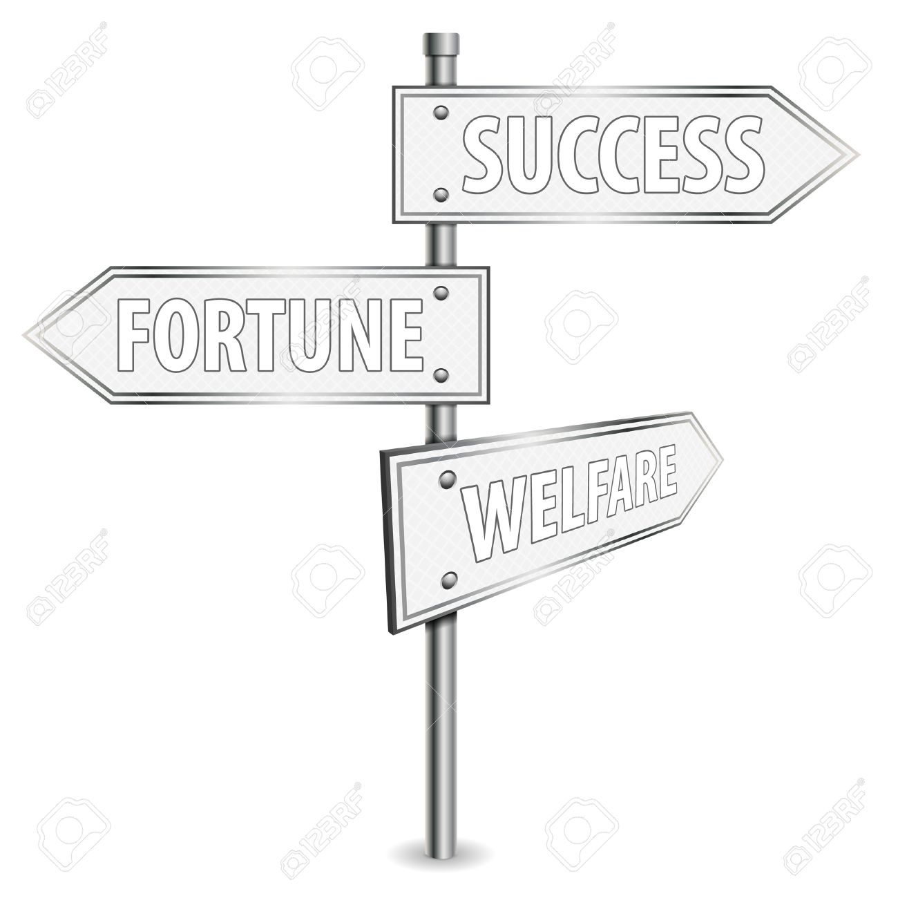 1300x1300 Pole With Success Road Signs, Vector Illustration Royalty Free