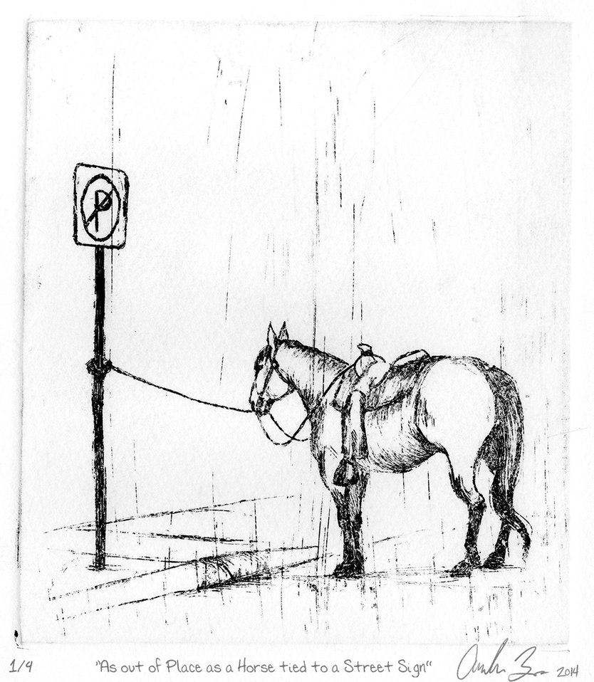 834x958 As Out Of Place As A Horse Tied To A Street Sign By Blindthistle