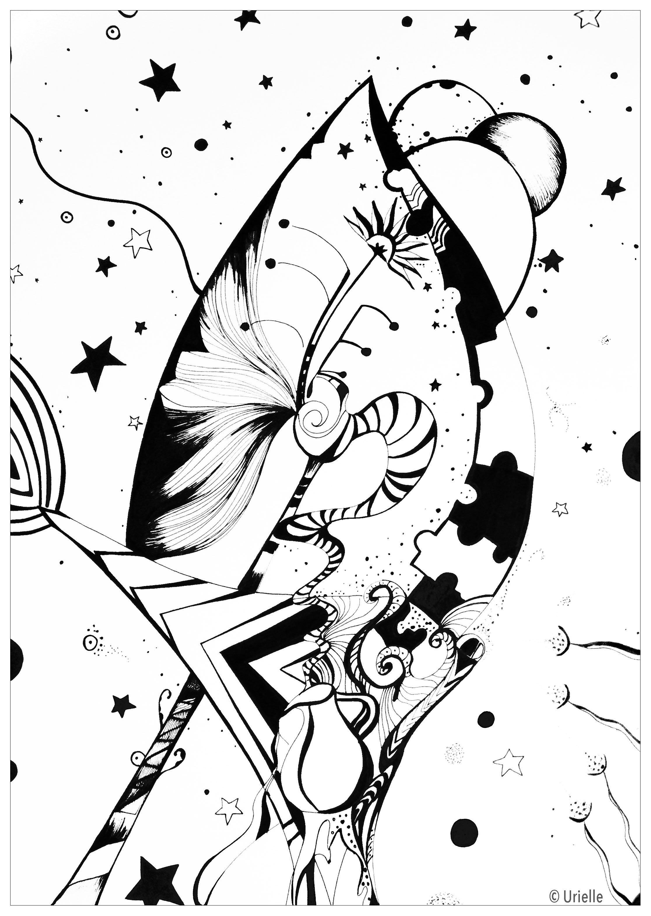 2233x3143 Abstract Anti Stress Drawing Entitled