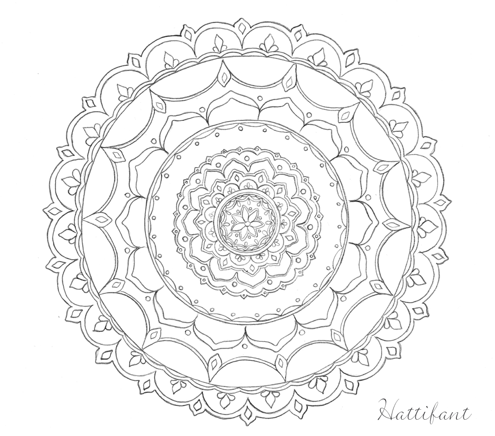 1000x880 Hattifant's Stress Relief Doodles Mandala Printable What Nots